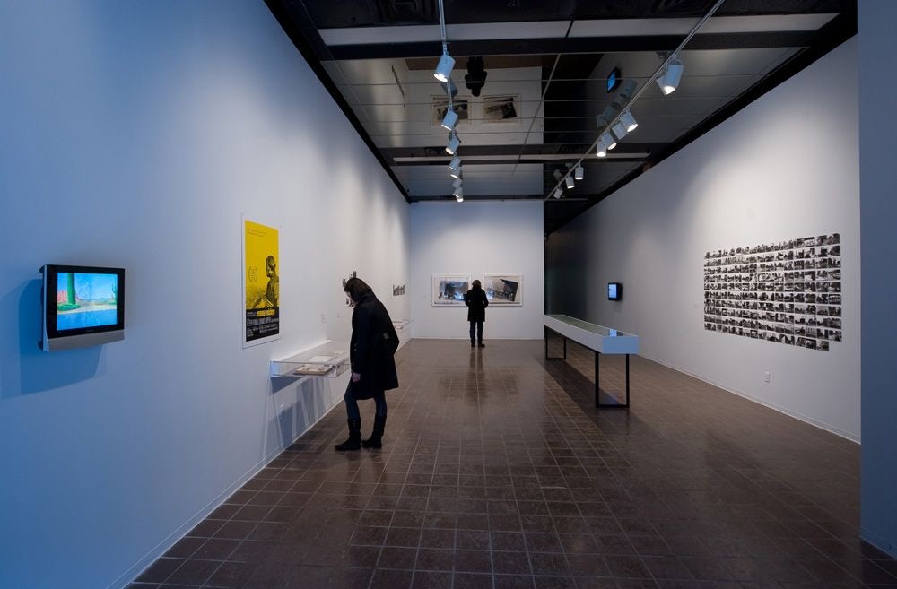 View of the exhibition _Road Runners_, VOX, 2009. Photo: Michel Brunelle.