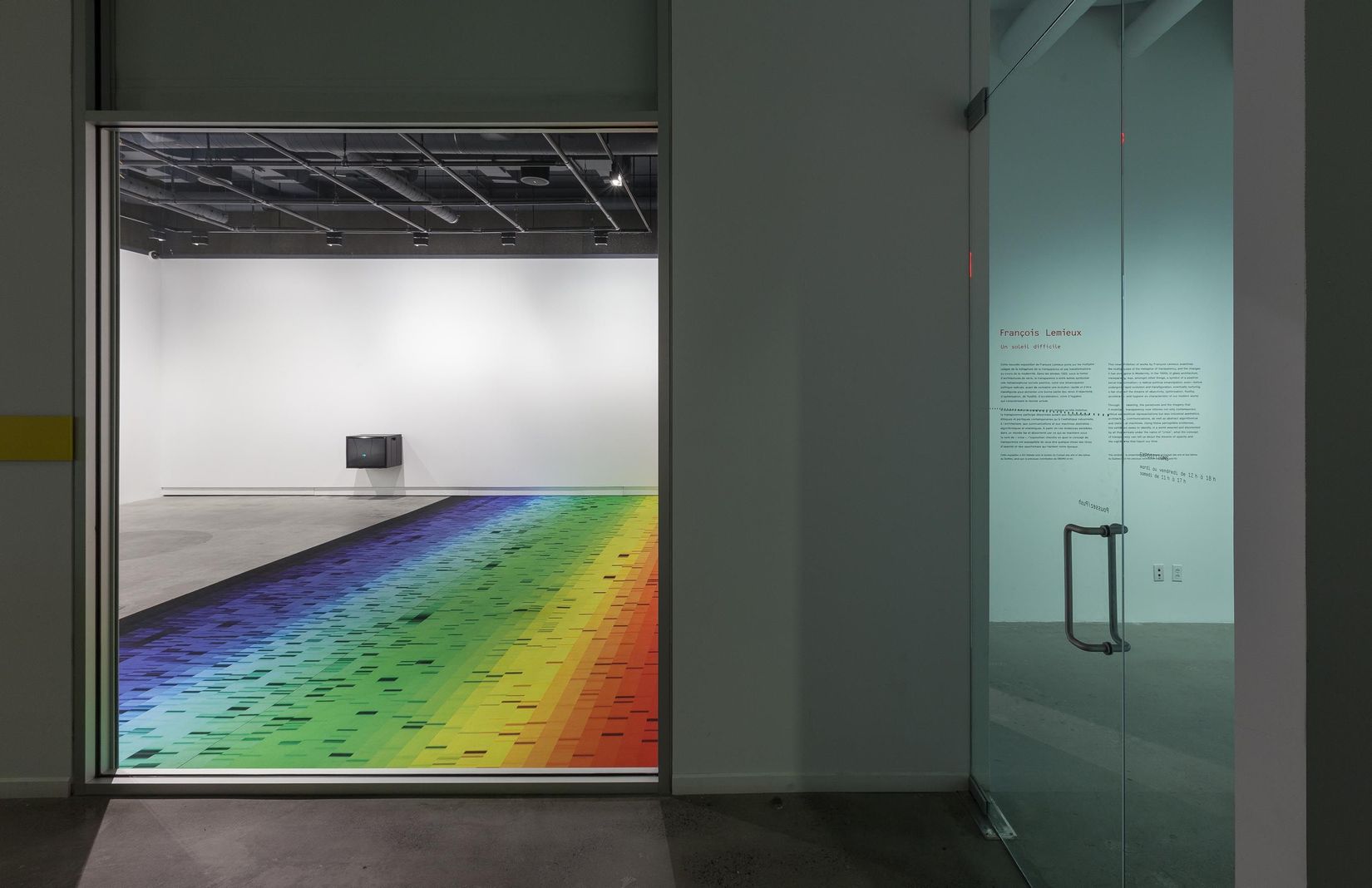 Exhibition view of _François Lemieux. Un soleil difficile_, VOX, 2017.