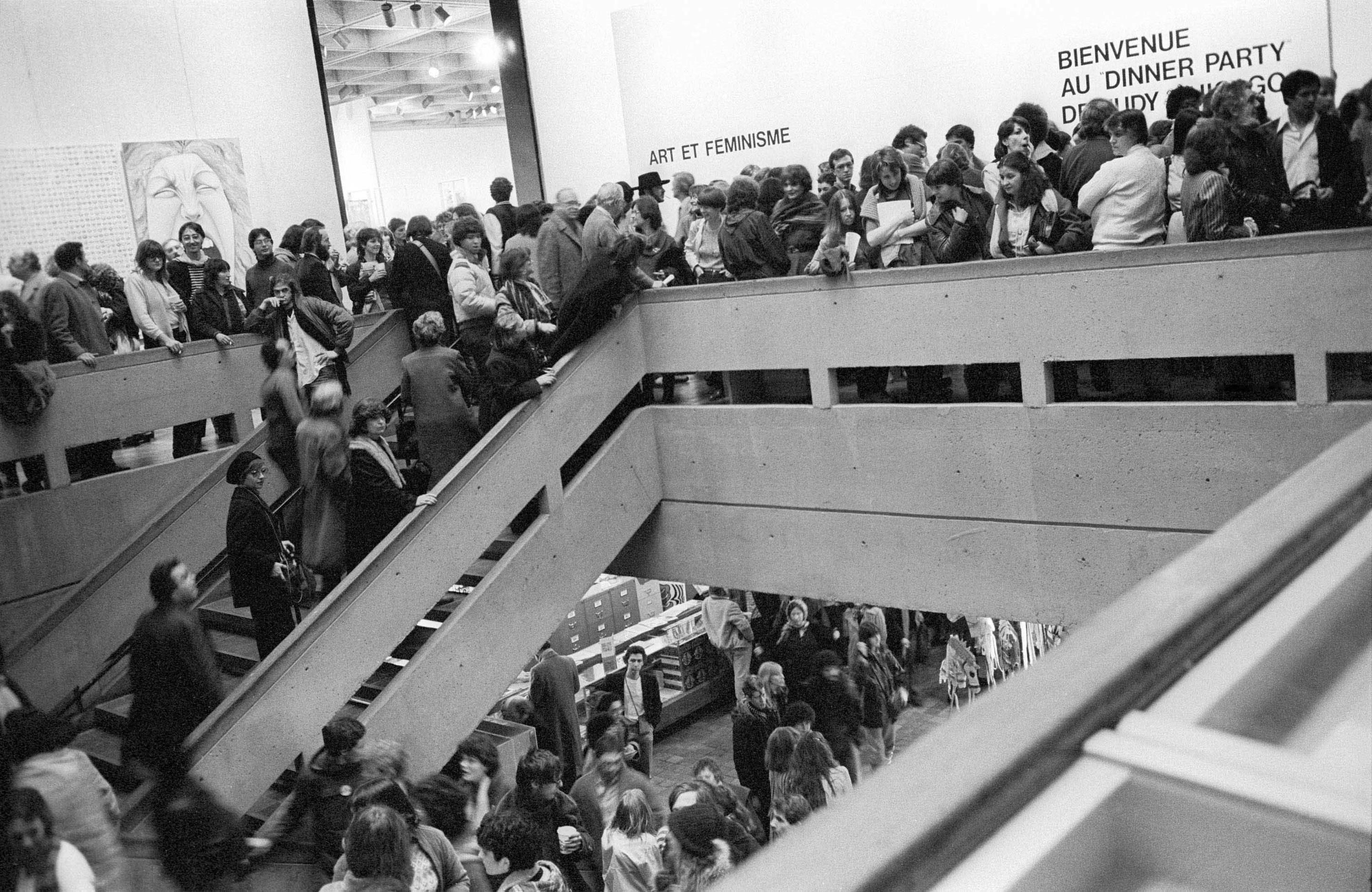 Opening of the exhibitions _Art et féminisme_ and _The Dinner Party_, Musée d’art contemporain de Montréal, 1982. 